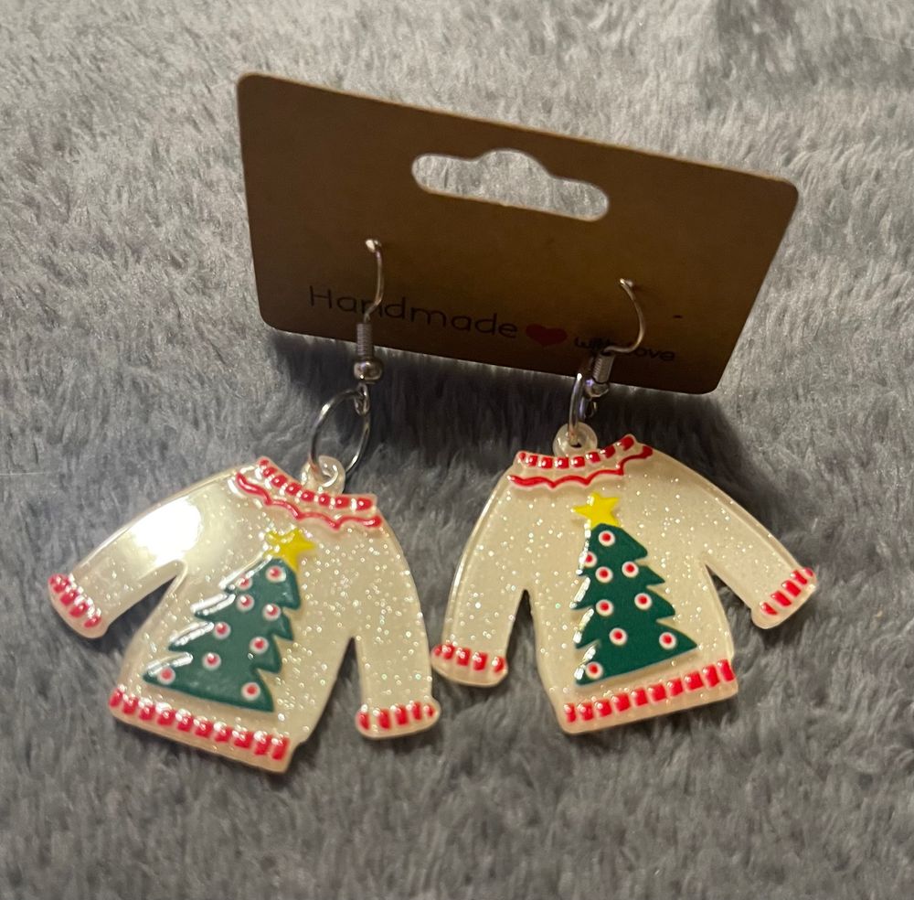 Ugly Christmas Sweater Earrings - Tree