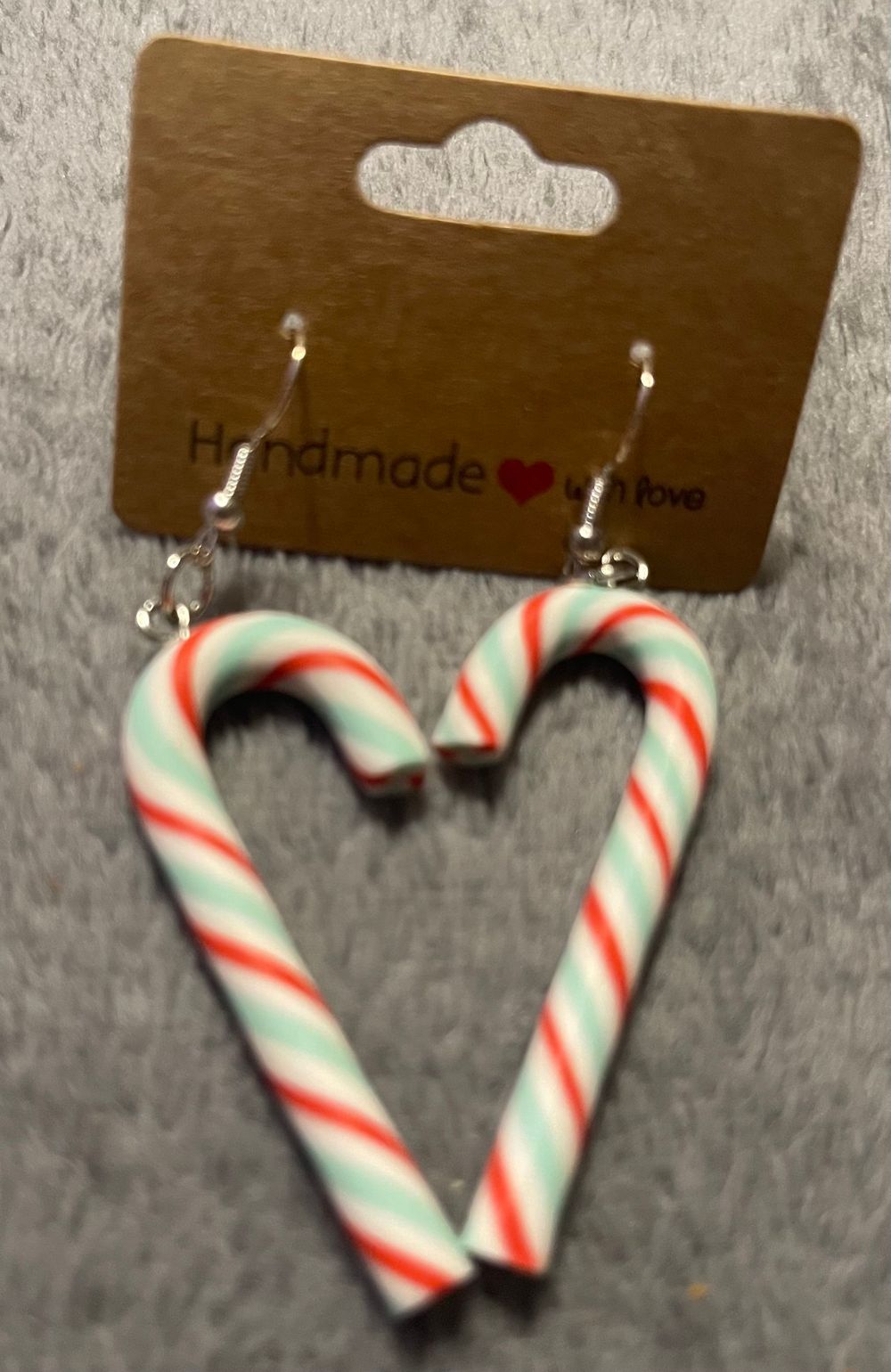 Green and Red Striped Candy Cane Earrings 