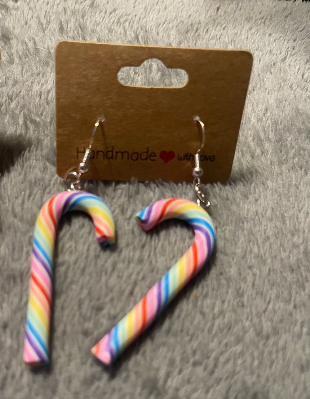 Rainbow Candy Cane Earrings 
