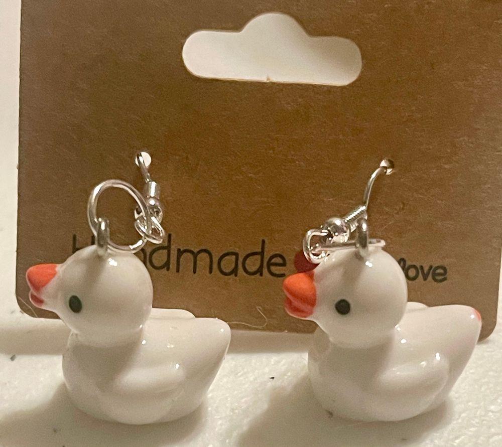 White duckling earrings 