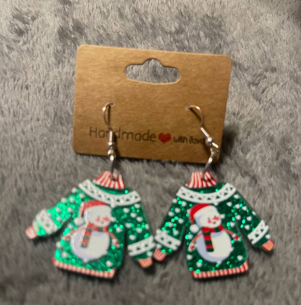 Ugly Christmas Sweater Earrings - Snowman 